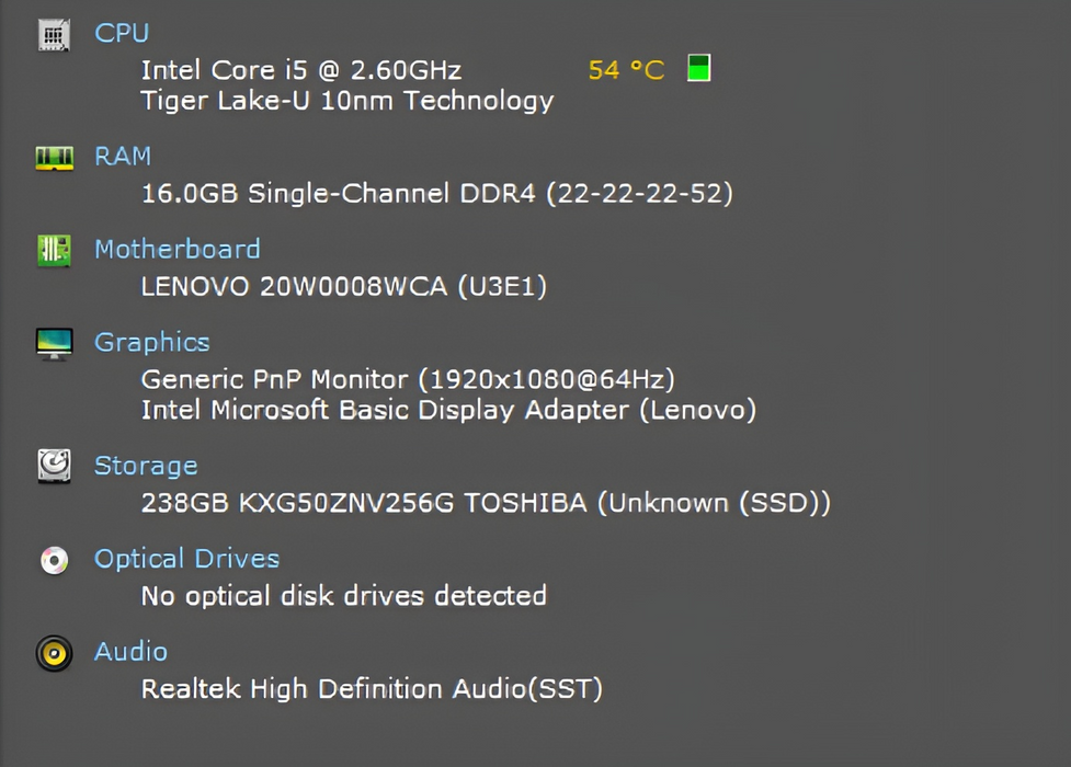 Lenovo ThinkPad T14, i5-1145G7 2.60GHz, 16GB DDR4, 256GB NVMe, FR Keyboard  Lap200