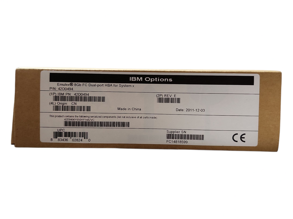 IBM Emulex Dual-port 8Gb FC HBA, P/N:42D0494