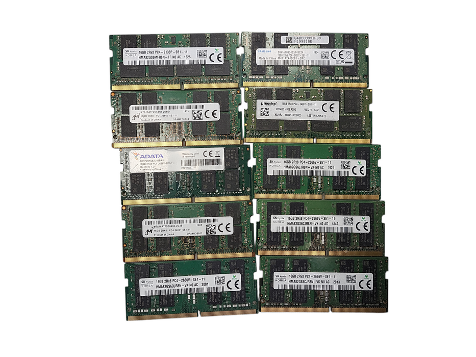 Lot of 10x Various brands 16GB PC4/DDR4 SODIMM (Laptop RAMs) $