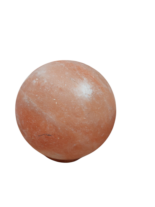 Sphere Salt Rock Stone Light - Wooden Base , Cable Cut  =