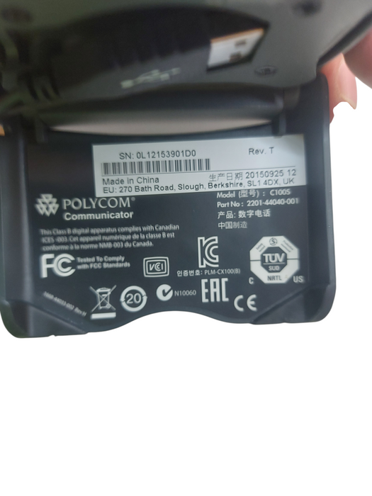 Polycom C100 2201-44140-001 Communicator Speakerphone Mic/ Speaker Grey