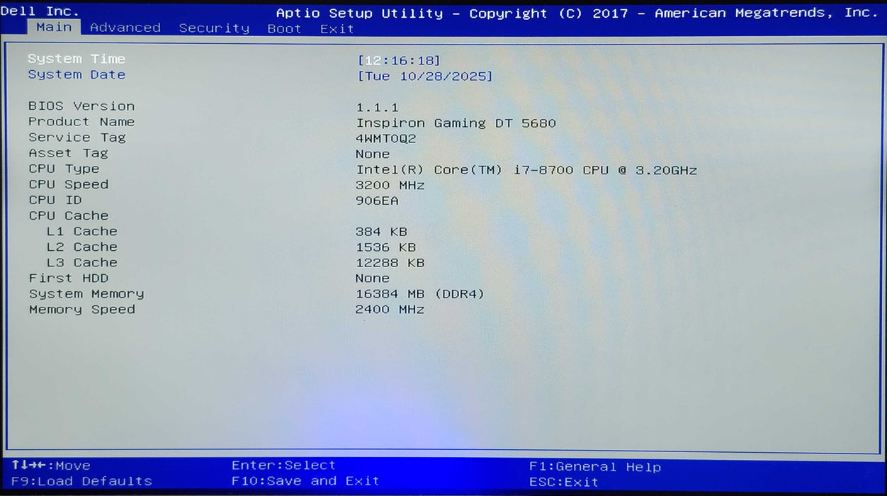 Dell Inspiron Gaming 5680 DT, i7-8700 16GB DDR4, 256GB