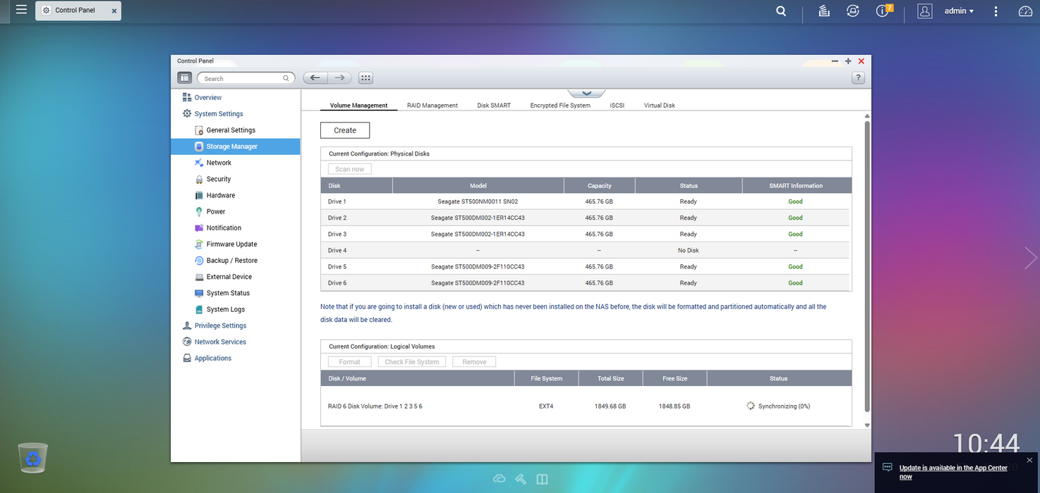 QNAP TS-459 PRO II 6 Bay Network Attached Storage w/ 5x 500GB HDD $