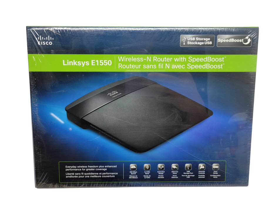 NEW Linksys E1550 WIRELESS-N ROUTER with Speed Boost (E1550-CA) %	 Q%