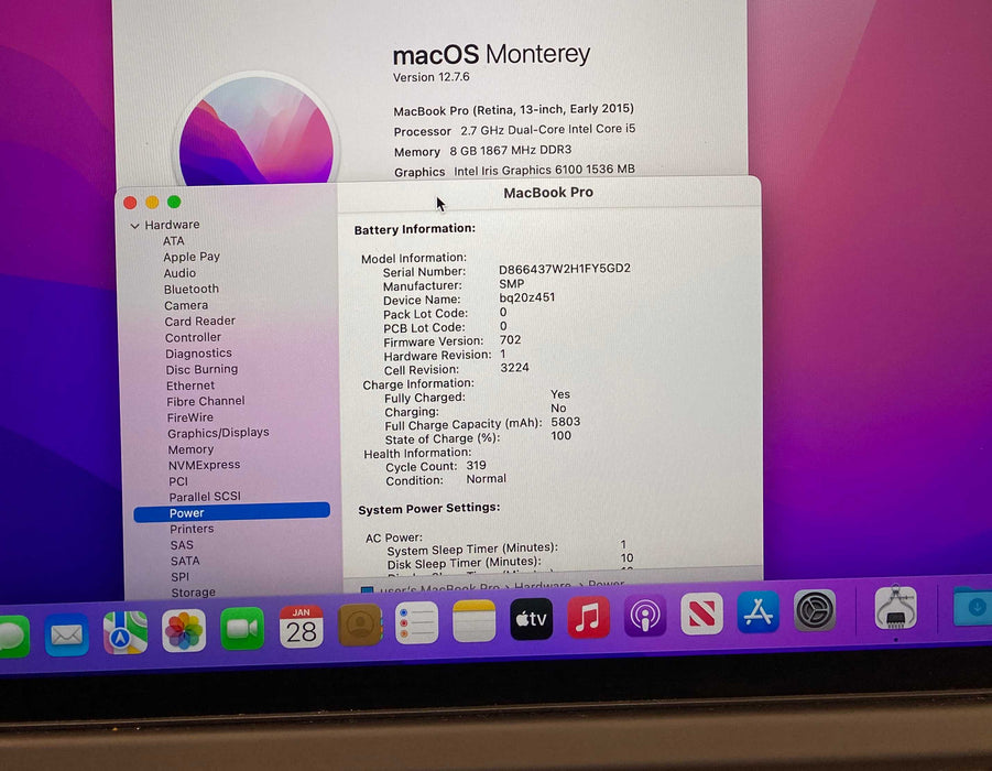 Apple MacBook Pro 13" Early 2015 i5-5257U 8GB RAM 128GB SSD