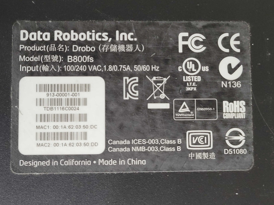 Data Robotics Drobo B800fs 8-Bay Network Attached Storage, READ _