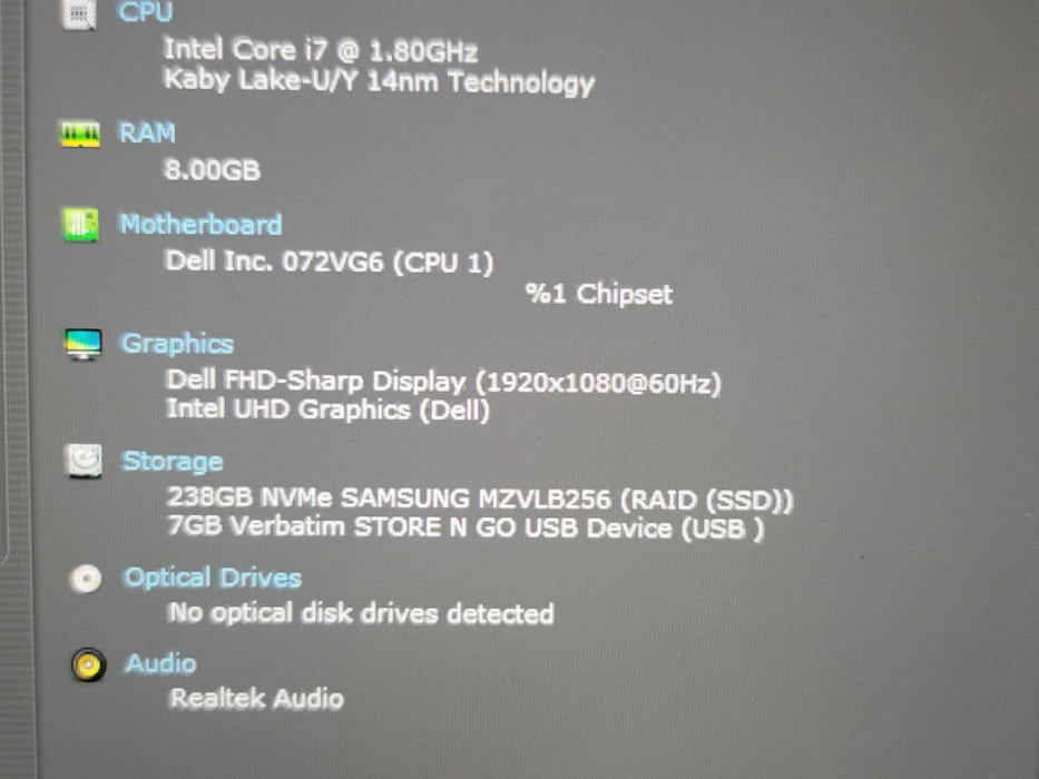 Dell XPS 13 7390 i7-10510U 8GB RAM 256GB NVMe READ  β Lap200
