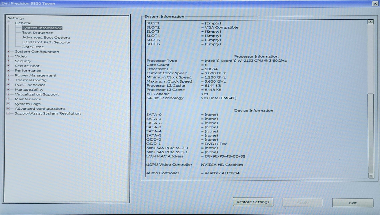 Dell Precision 5820, Xeon W-2133 3.60GHz, 32GB DDR4, M2000, 950W PSU