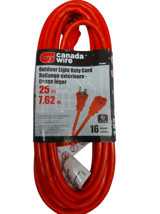 Lot 3x Outdoor Light Duty Extension Cords – 10ft / 15ft / 25ft – 16 Gauge