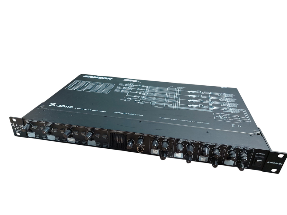 Samson Tech S Zone 4 Channel/4 Zone Stereo Mixer Rack Mountable  =