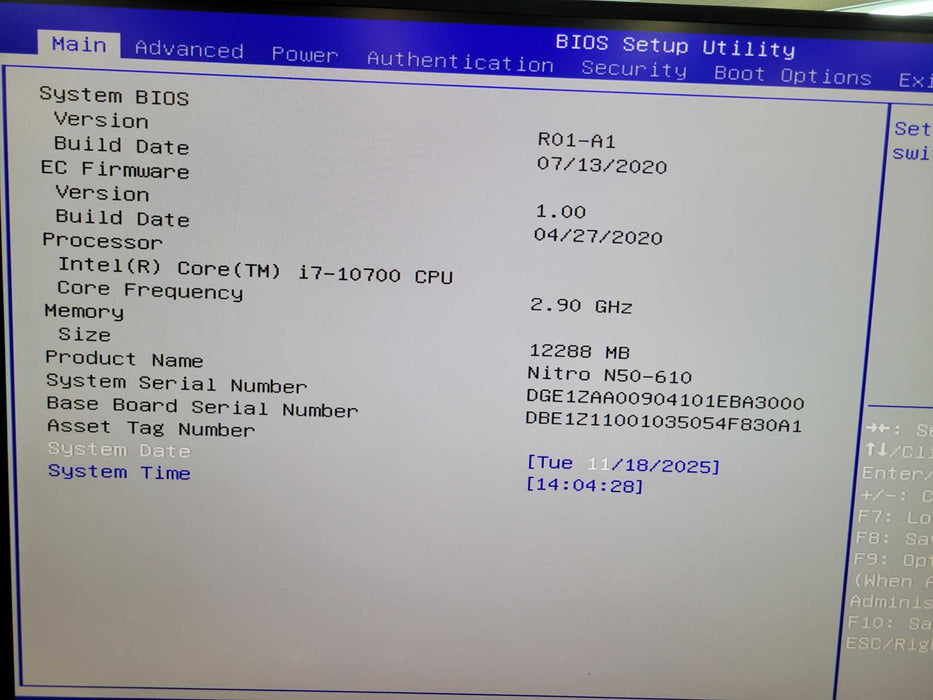 Acer Nitro N50-210 - Core i7-10700 12GB DDR4 NO HDD NO GPU Wi-Fi  %