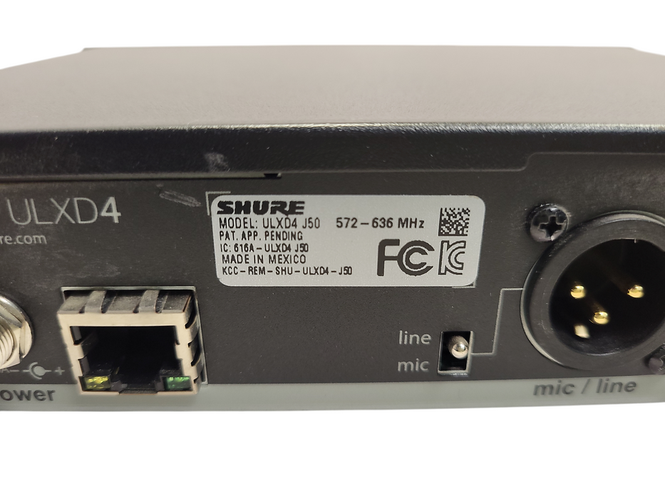 Shure ULXD4 Wireless Receiver J50 Frequency Band (572 - 636 MHz) No AC $
