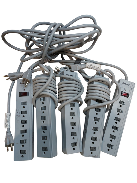 Lot of 5x Power Cords with Six Outlet | Power strips | Extension Board