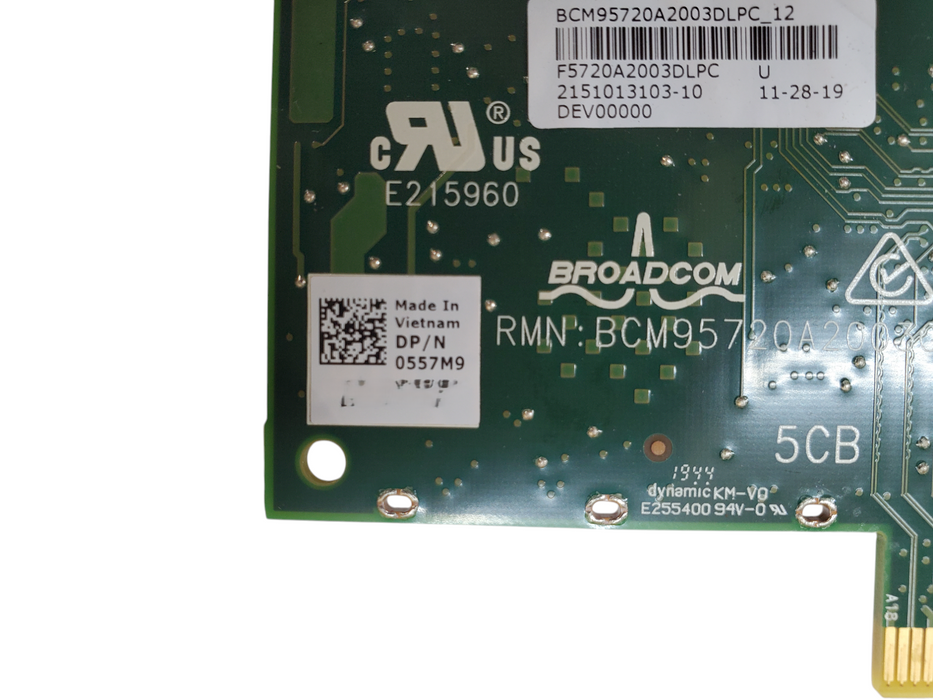 Dell Broadcom 5720 Dual Port 1GbE Network Interface Card - DP/N 0557M9