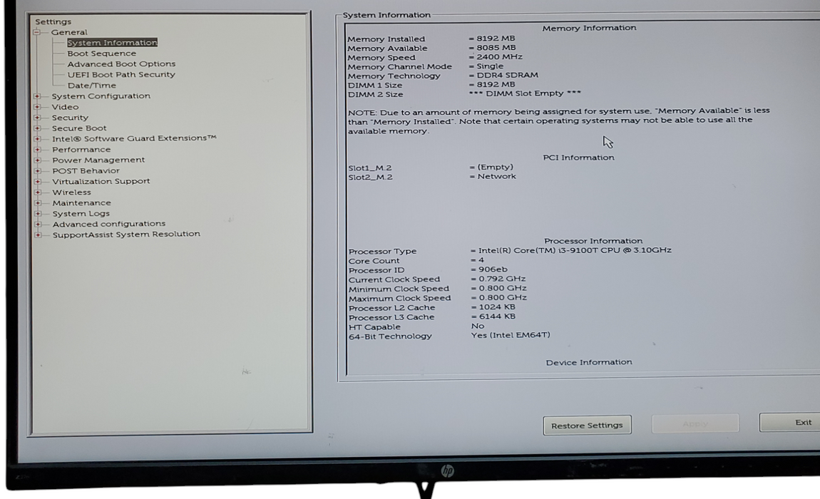 Dell OptiPlex 3070 Micro PC Intel i3 9100T 3.10GHZ 8GB NO-HDD/SSD Q