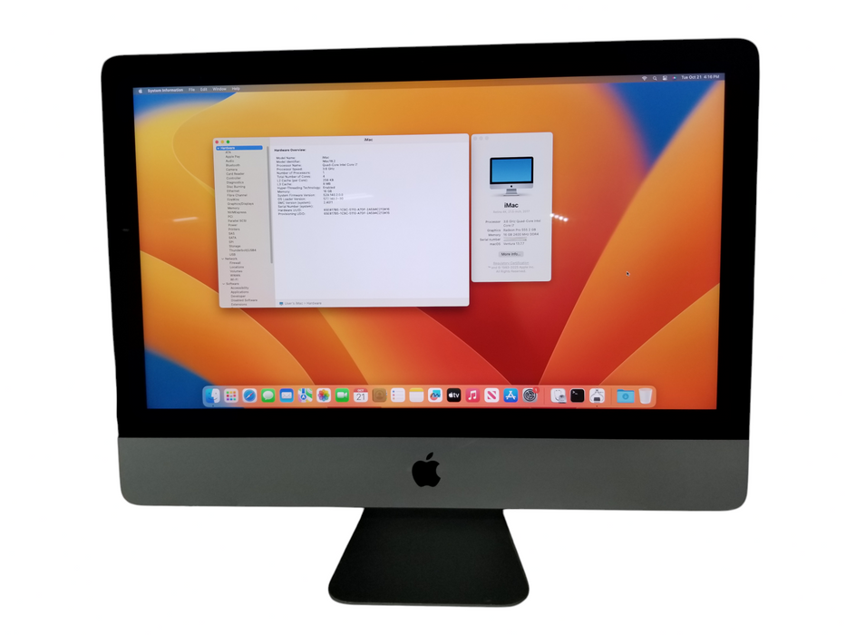 Apple iMac 21.5" Retina 4K 2017 Intel Core i7 3.6GHz 16GB RAM 250GB SSD