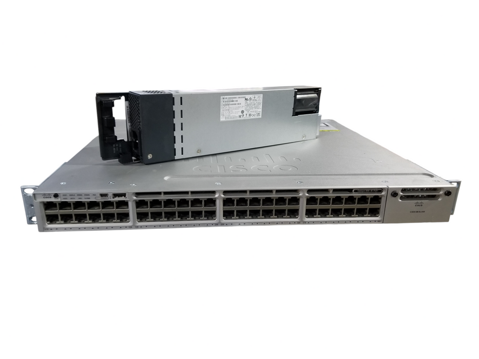 Cisco WS-C3850-48P 48 Port Gigabit PoE+ Network Switch w/ 1x1100W PSU Q