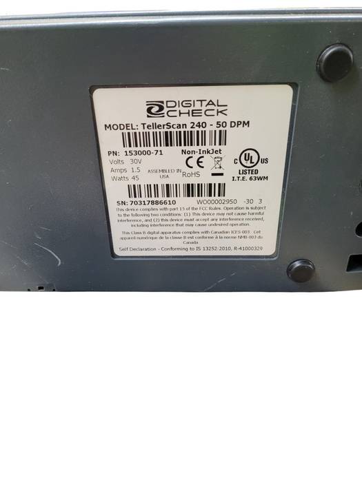 Lot 4x DIGITAL CHECK TellerScan TS240 - 50DPM Check Capture Scanner