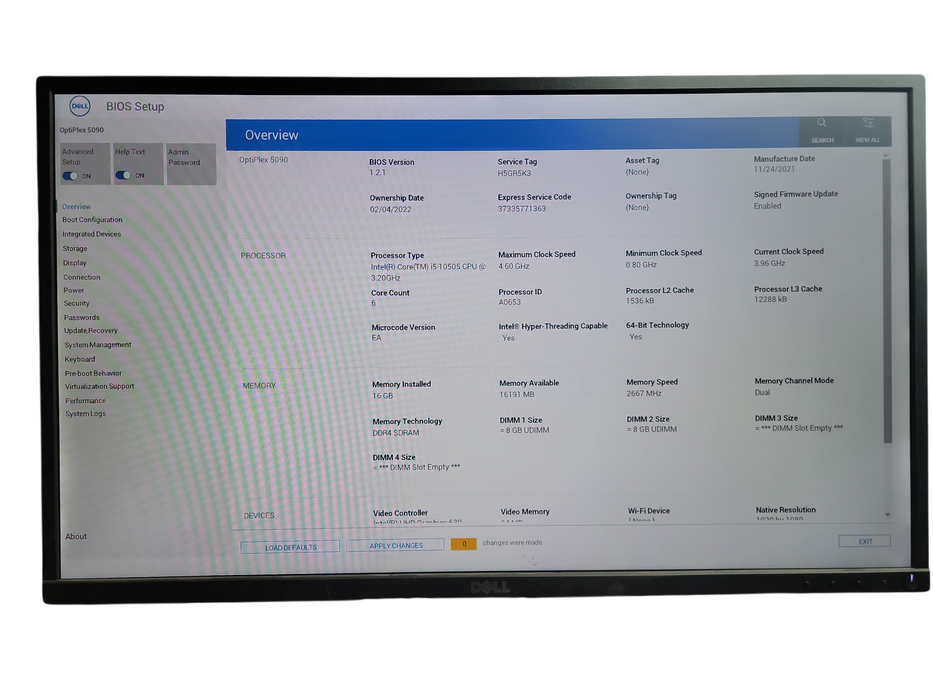 Dell OptiPlex 5090 SFF i5 - 10505 @ 3.20GHz 16GB DDR4 Ram  θ