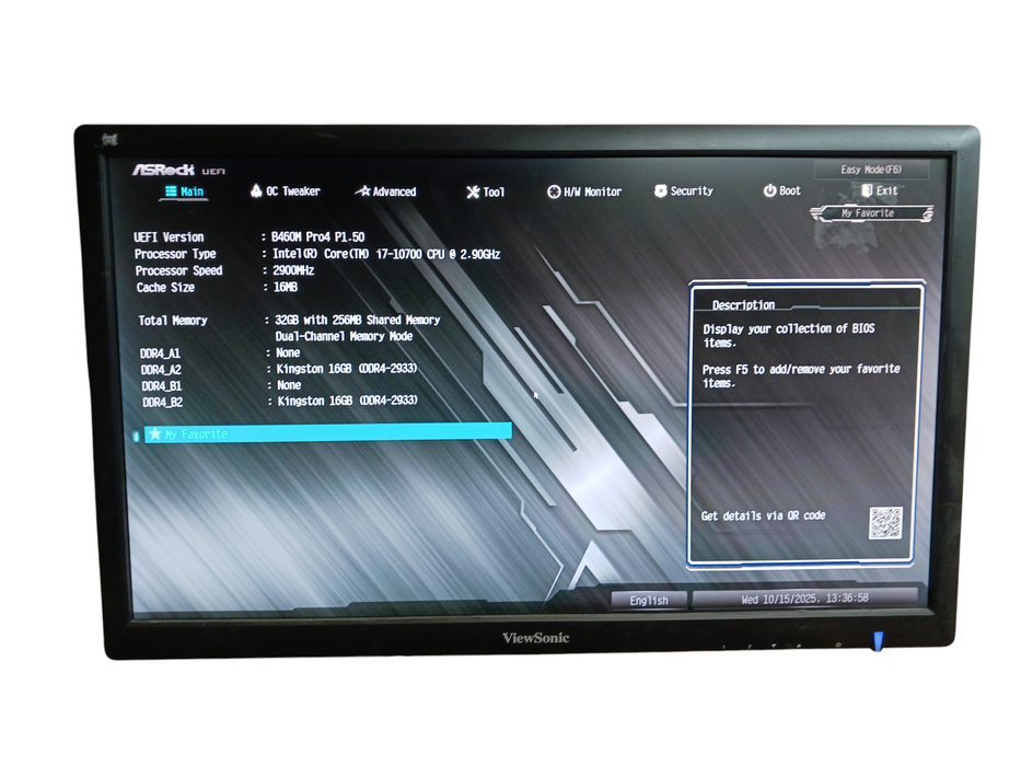 Corsair Custom PC Intel i7-10700 @2.9Ghz ASRock B640M Pro4 32GB DDR4 No HDD