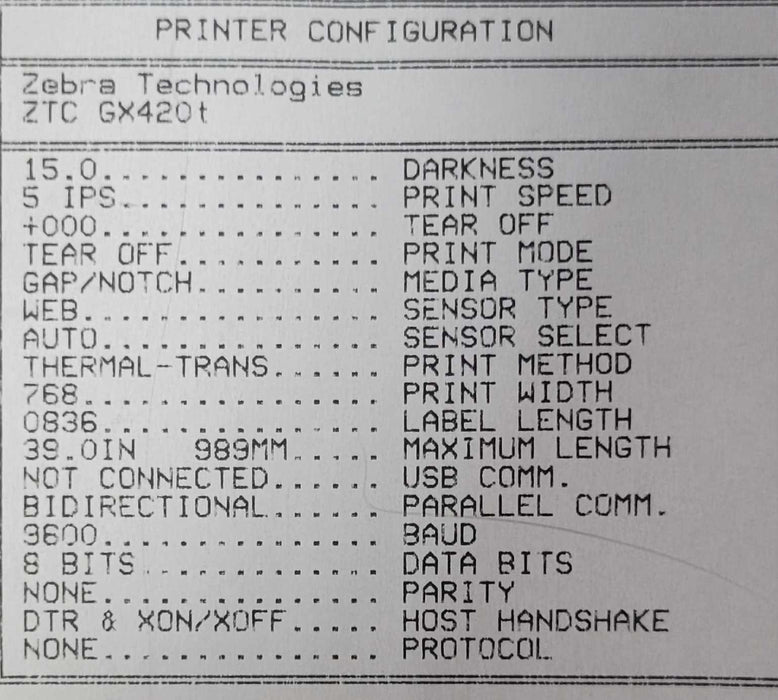 Zebra GX420t  Thermal Label Printers GX42-100310-000 _