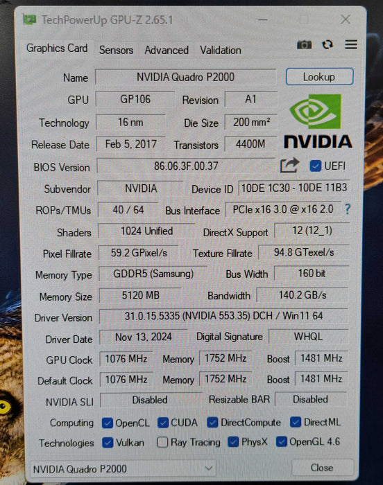 NVIDIA Quadro P2000 5GB GDDR5 Graphics Card | 4x DisplayPort
