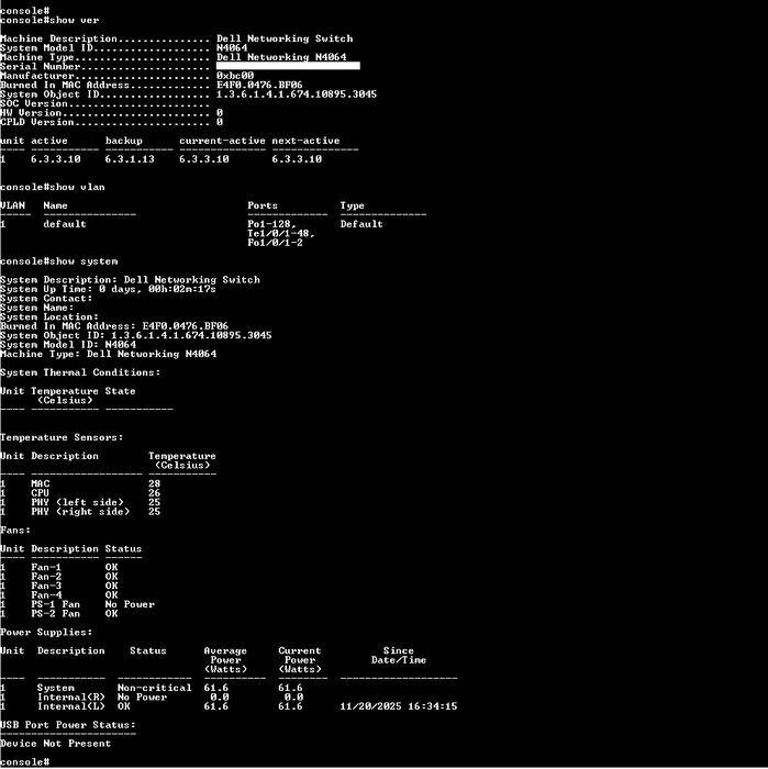 Dell PowerConnect N4064 48-Port 10GbE / 2x 40GbE QSFP+ Managed Switch Q
