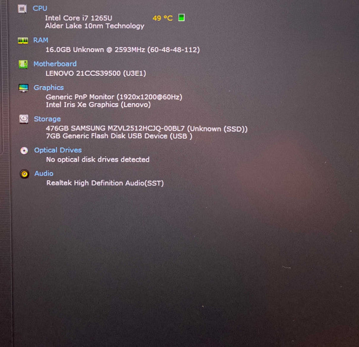 Lenovo ThinkPad X1 Carbon Gen 10 TOUCH i7-1256U 16GB RAM 512GB SSD READ!  Lap200