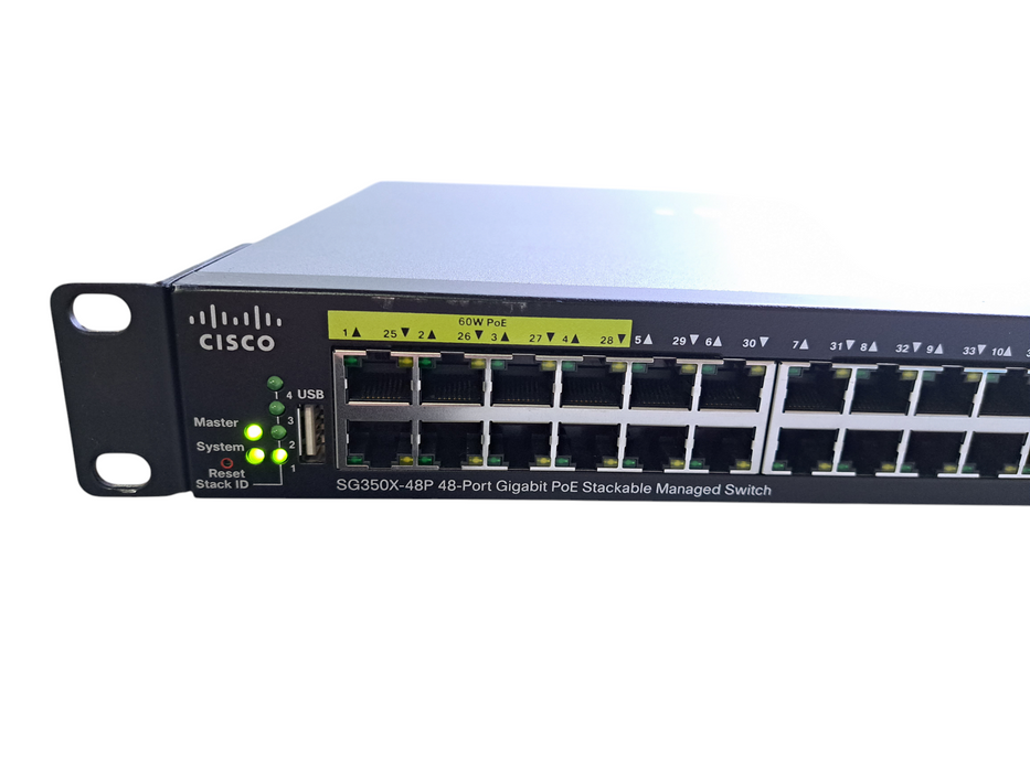 Cisco SG350X-48P-K9 V03 | 48-Port Gigabit PoE Stackable Managed Switch )
