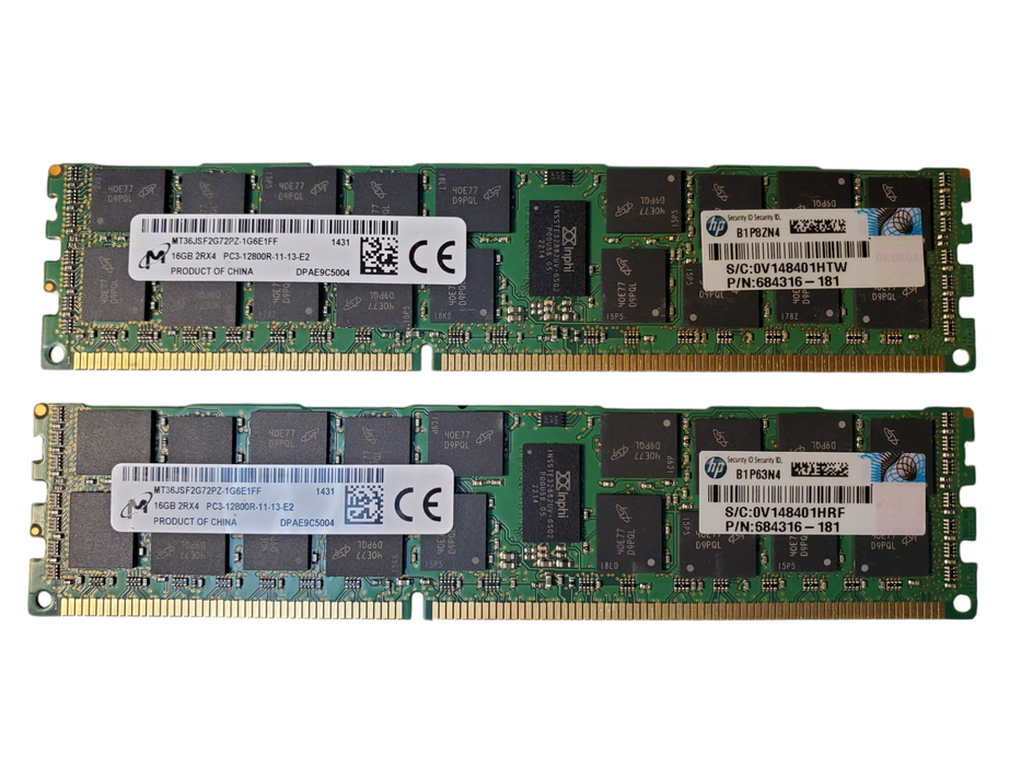 Micron 2x 16GB DDR3 MT36JSF2G72PZ-1G6E1FF PC3-12800R-11-13-E2 ECC Q