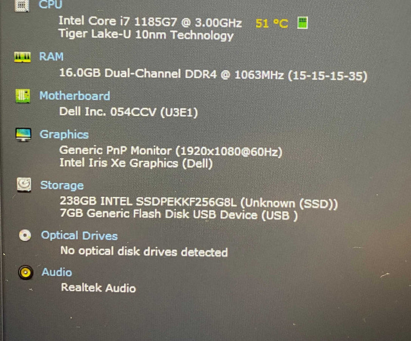 Dell Latitude 5420 Core i7-1185G7@3.0GHz 16GB RAM 256GB SSD Q Lap200