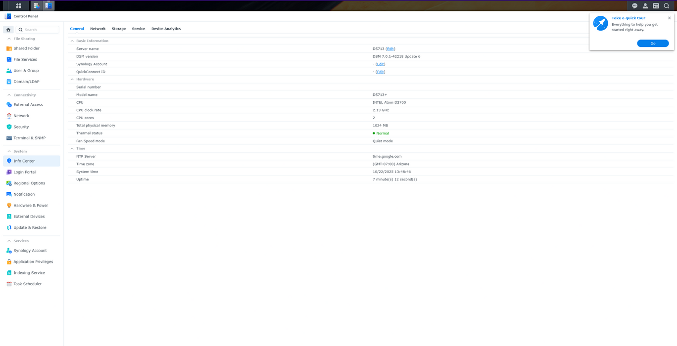 Synology DS713+ 2-Bay NAS Storage w/ 2x 1TB HDD, No Power Adapter