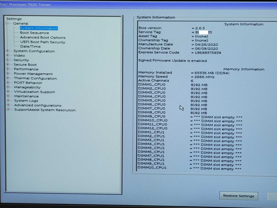 Dell 7920 1x Xeon Gold 5218 64GB DDR4 240GB SSD 1400W PSU GTX1060 6GB, SEE _