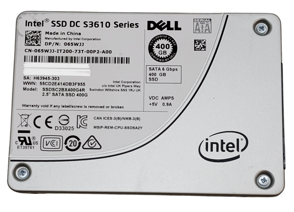 Lot 5x 400GB SATA 2.5" 7mm Intel / Dell SSD - Assorted models +