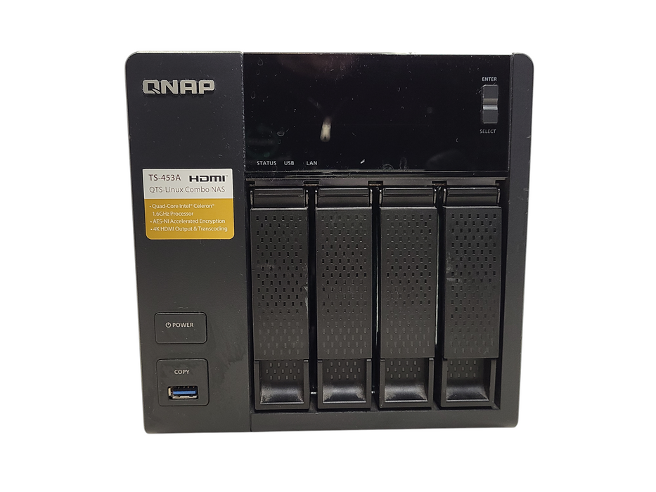 QNAP TS-453A 4-Bay NAS – Intel Celeron, 4GB RAM, 2x 2TB HDDs READ $
