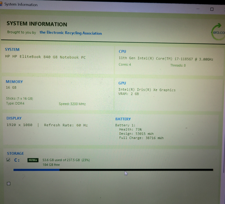HP EliteBook 840 G8 | i7-1185G7 @3.00GHz 16GB DDR4 256GB NVMe | READ!!  Lap200