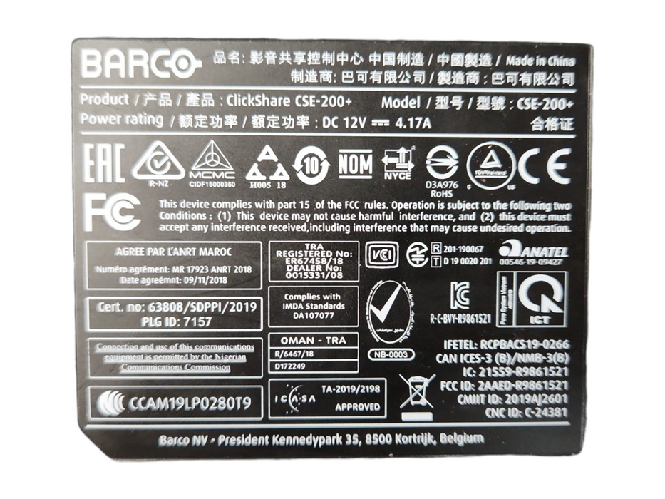 Barco Clickshare CSE-200+ Wireless Presentation System w/ 1x Button