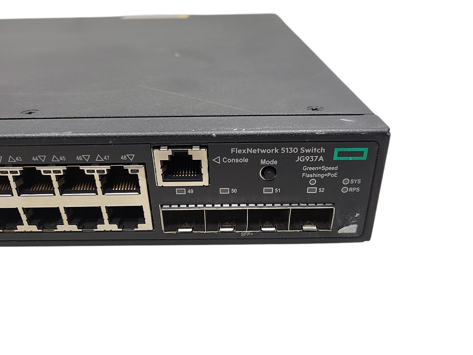 HPE JG937A 5130-48G-POE+-4SFP+ 48x Gig RJ45 PoE 370W & 4x 10G SFP+ Ports Q$