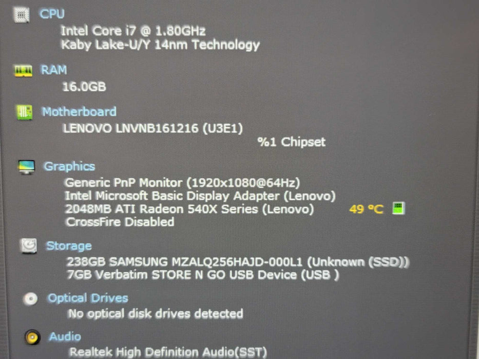 Lenovo ThinkBook 14s-IWL i7-8565U 16GB RAM Radeon 540X 256GB NVMe  β Lap200