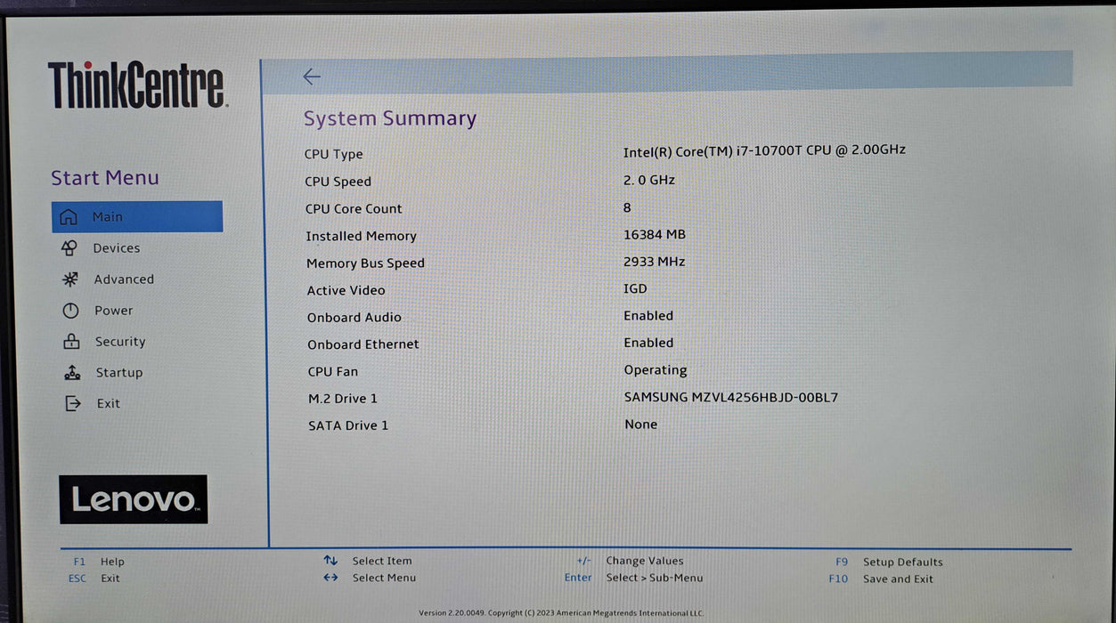 Lenovo ThinkCentre M70q Gen 2 | i7-10700T @2.00GHz, 16GB DDR4, 256GB NVMe )