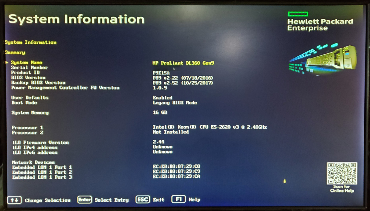 HP ProLiant DL360 Gen9 | 1x Xeon E5-2620 v3 | 16GB DDR4 | No HDD | P440ar