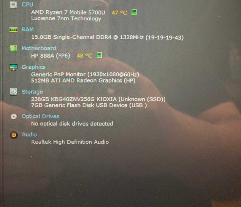 HP ENVY x360 Convertible TOUCH AMD Ryzen 7 5700U 16GB RAM 256GB SSD READ!  Lap200
