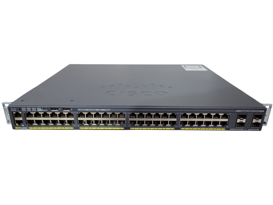 Cisco WS-C2960X-48LPS-L V02, 48-Port Gigabit PoE+ 370W Switch, 4x SFP !