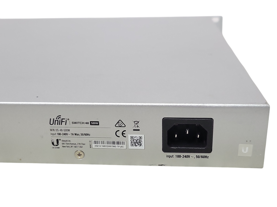 Ubiquiti UniFi US-48-500W 48-Port Gigabit PoE+ Switch with 2 SFP+, READ _