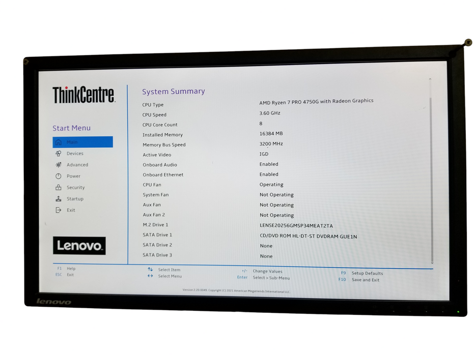 Lenovo ThinkCentre M75s Gen 2 Ryzen 7 PRO 4750G 16GB RAM DDR4 256GB NVMe