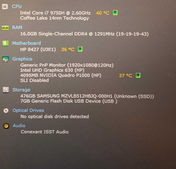 HP ZBook Studio G5 i7-9750H QUADRO P1000 4GB GPU 16GB RAM 512GB SSD  Lap200