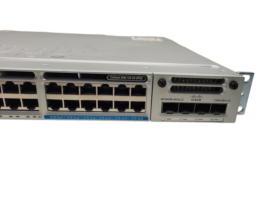 Cisco WS-C3850-12X48U-S 48-port UPOE Switch /w C3850-NM-4-1G + 1100WE PSU $