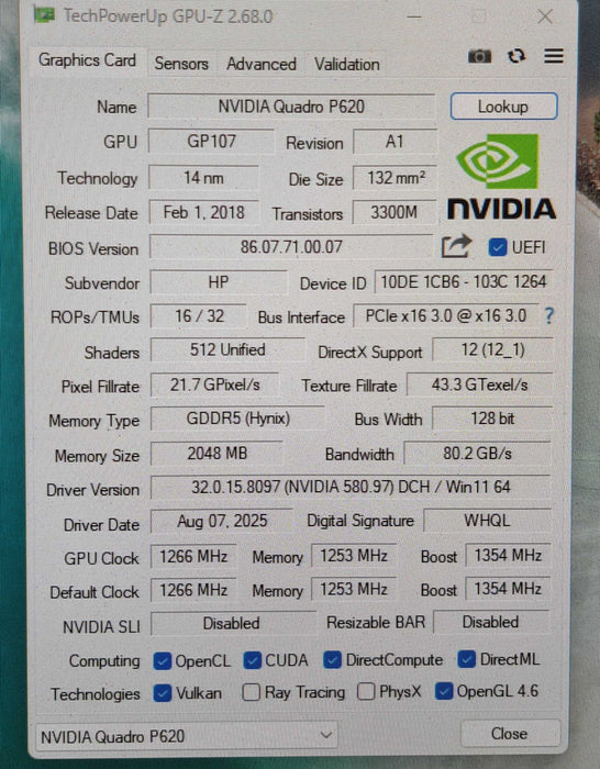 NVIDIA Quadro P620 2GB GDDR5 Graphics Card | 4x Mini DP )