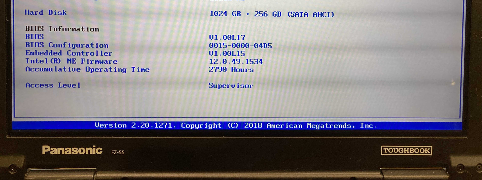 Panasonic ToughBook FZ-55 TOUCH i5-8365U 16GB RAM 256GB SSD 1TB HDD 2790Hrs