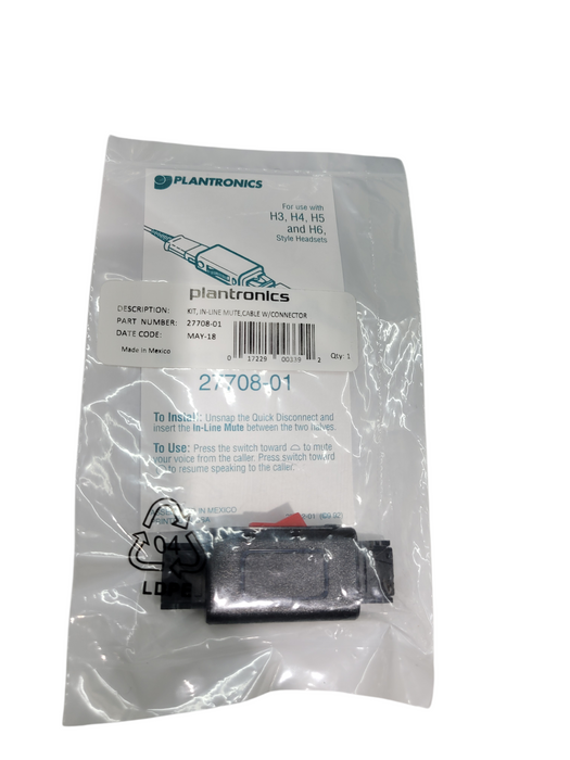 Plantronics 27708-01 In-Line Mute Switch for H-Series Headsets Q